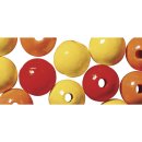 Holz Perlen Mischung FSC 100%, 10mm ø, orange,rot,gelb, poliert, SB-Btl 52Stück