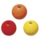 Holz Perlen Mischung FSC 100%, 12mm ø, orange,rot,gelb, poliert, Btl 32Stück