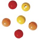 Holz Perlen Mischung FSC 100%, 14mm ø, orange,rot,gelb, poliert, Btl 18Stück