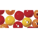 Holz Perlen Mischung FSC 100%, 14mm ø, orange,rot,gelb, poliert, Btl 18Stück