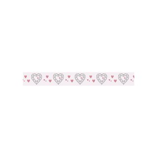 Washi Tape Herz, rosé, 10mm, Rolle 15m