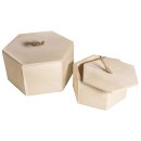 Set: Holz Box 6-Eck, 16x14x8,3cm+12x10,6x6,5cm