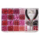 Perlen-Box mit Zange, pink/rot, 180g, 20x13,5cm, Farb- u....