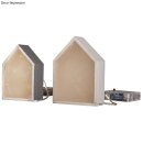 Holz Rahmen Häuser, FSC Mix Credit, 14x10x4cm+12,5x8,5x4cm