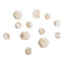 Holzperlen Diamant, weiß, Beutel 12 Stück