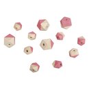 Holzperlen Diamant, pink-matt, Beutel 12 St&uuml;ck