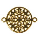 Metall-Zierelement Ornament rund, gold, 15mm, &Ouml;sen...
