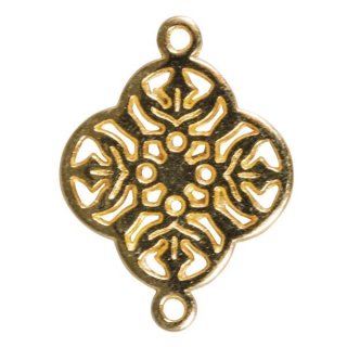 Metall-Zierlement Ornament Blume, gold, 15mm, Ösen 1mm ø, Beutel 1Stück
