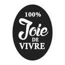 Label: "100% Joie de vivre", 40x55mm, oval, Beutel 1Stück