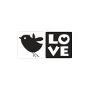 Labelset: "Love"+Vogel, 25x30mm, Beutel...