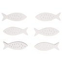 Holz-Streuteile Fische, weiß, 5x1,5cm, mit Glitter,...