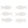 Holz-Streuteile Fische, weiß, 5x1,5cm, mit Glitter, Beutel 6Stück