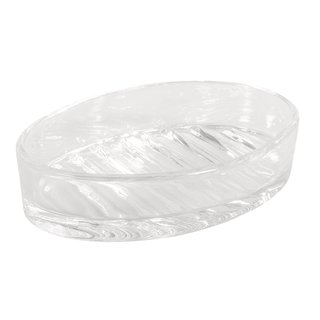 Glas Seifenschale, 13x9x3cm, mit Rillen