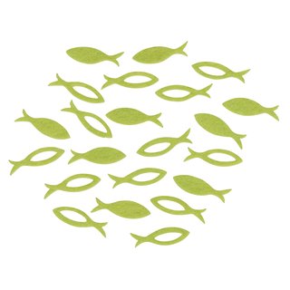 Filz Streuteile Fisch, lindgrün, 3,5x1x0,2cm, 2 Sorten , Beutel 36 Stück