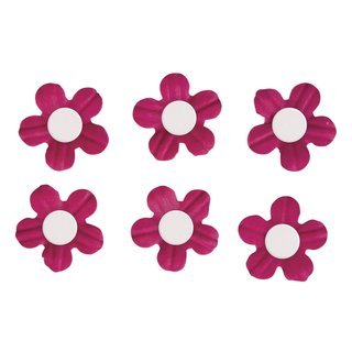 Deko-Sticker: Papierblüten m. Halbperle, pink, m. Klebepunkt, Beutel 20Stück