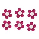 Deko-Sticker: Papierblüten m. Halbperle, pink, m....