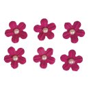 Deko-Sticker: Papierblüten m. Halbperle, pink, m....