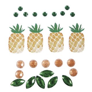 Deko-Sticker: Tropic-Ananas, sort. 0,5-3,5cm, Beutel 26Stück