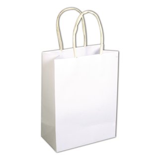Papier-Tasche mit Henkel, FSC 100%, weiß, 14x10,5x5,5cm