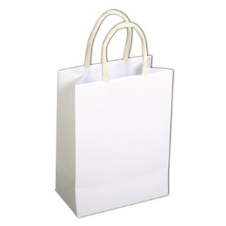 Papier-Tasche mit Henkel, FSC 100%, weiß, 10x7,5x4cm