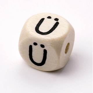 Schnulli-Buchstaben-Würfel 10 mm, "Ü", Ahorn natur hell