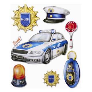 3D Sticker XXL Polizei, Beutel 7 Sticker