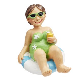 Bade-Urlauberin im Schwimmreif, ca. 6 cm