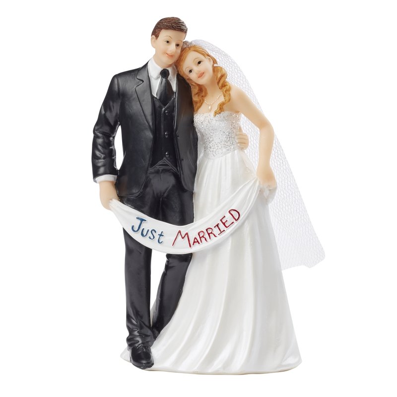 Produktbild von Amosfun Brautpaar Figuren Hochzeitstorte Deko, HerzföRmige Hochzeitspaar Cake Topper, Harz Und Mull Material, Schwarz, 14x11.5x11.5cm, Hochzeit Party Dekoration