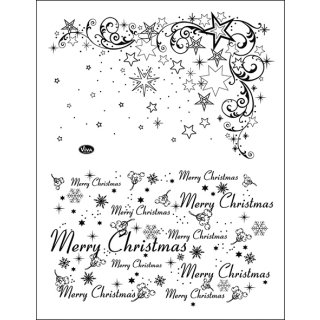 Silikonstempel „Weihnachtssterne + Merry Christmas“ 14 x 18 cm