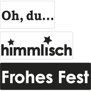 Labelset: "Oh,..."+""himmlisch"+"Frohes...", 30x15mm, 40x15mm, 50x15mm, Beutel 3Stück