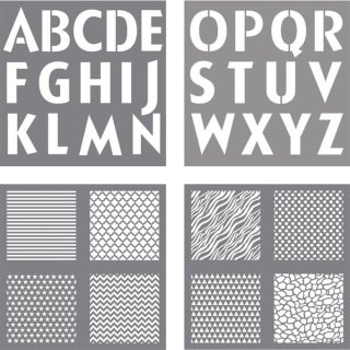 Schablone Buchstaben+Designs, 30,5x30,5cm, klassisch, Beutel 4Stück