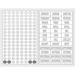 Sticker Zahlen + Monate, FSC MixCred, silber, SB-Btl 4Blatt