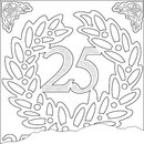 Sticker Jubiläum "25" mit Kranz, silber, Bogen 10x23 cm