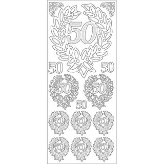 Sticker Jubiläum "50" mit Kranz, gold, Bogen 10x23 cm