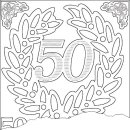 Sticker Jubiläum "50" mit Kranz, gold,...