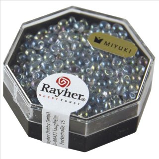 Miyuki-Perle-Drop,transparent,Regenbogen, ø 3,4 mm, Dose 8g