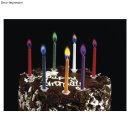 Buntleuchtende Party Kerzen, 5mm ø, 5,5cm, inkl. Halter, Box 12Stück