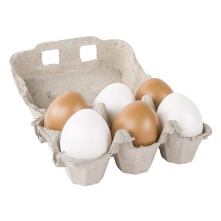 Set Plastik-Eier braun/weiß, 6cm ø, sortiert in Eierkarton, Box 6Stück