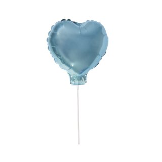 Folienballon Herz zum Stecken, 28cm ø, lagune, Beutel 1Stück