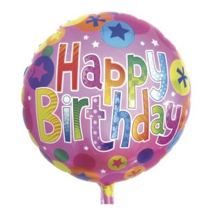 Folienballon "Happy Birthday", 46cm ø, Beutel 1Stück