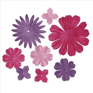 Papier-Blütenmischung, 2,5-7 cm, 5 Sorten, Schraubdose 24 Stück