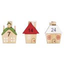 Holz-Klammern mit Haus 1-24, 3x3,5cm, Beutel 24Stück