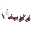 Kunststoff-Miniaturen Schlitten-Kinder, sortiert, 1,5-2cm, Blister 6 Stück