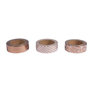 Washi Tape Set White/Rose Gold Foil, 15mm, 3 Designs á...