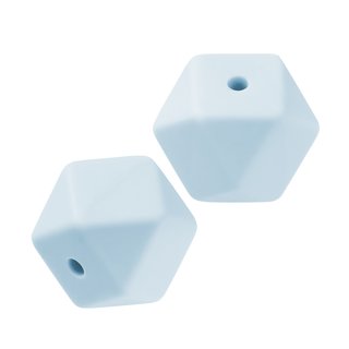 Schnulli-Silikon Perle sechseck 14 mm, hellblau, Beutel 3 Stück