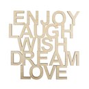 Holzschrift "Enjoy,Laugh,Wish..." natur,...