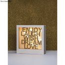 Holzschrift "Enjoy,Laugh,Wish..." natur, 18,7x18x0,4cm, Beutel 1Stück