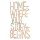 Holzschrift "Home ..story begins"  natur,...