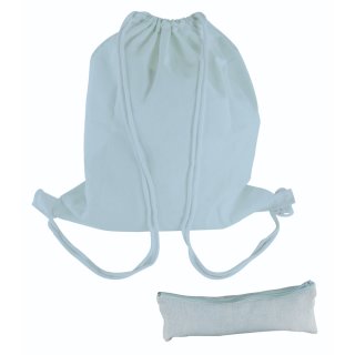Turnbeutel mit Kordelzug + Stiftetasche, hellblau, Set 2 Teile, Sportbeutel