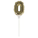 Folienballon Topper Zahl, gold, Ballon 13cm +Stecker...